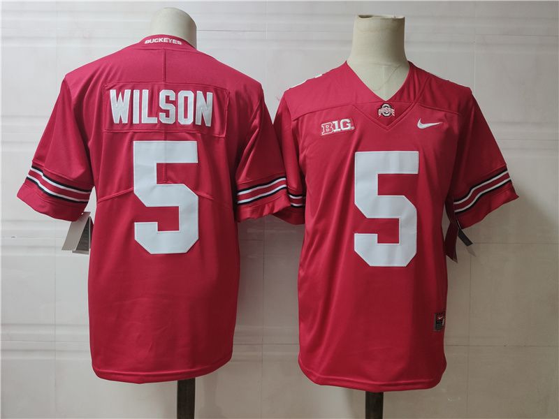 Men Ohio State Buckeyes #5 Wilson Red Nike 2025 NCAA Jersey